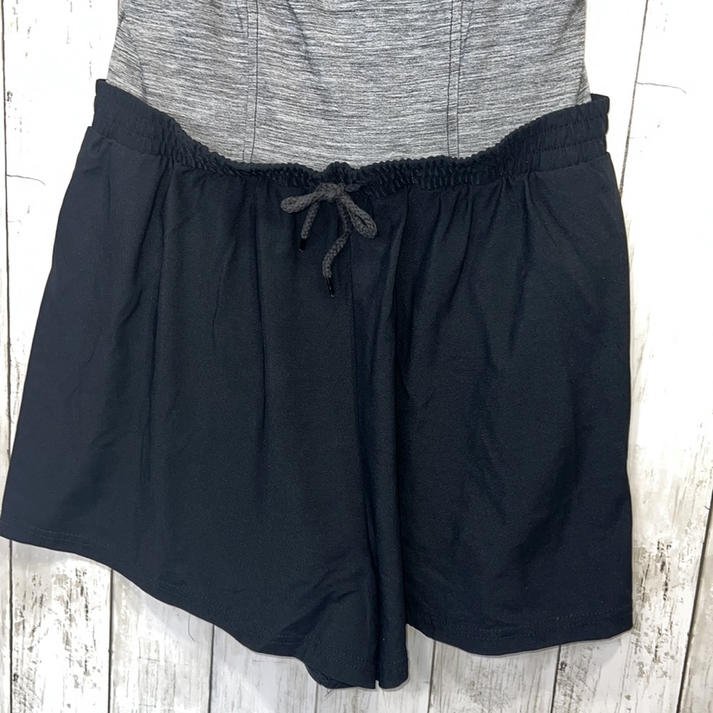 Jantzen Vintage Athletic Romper Pockets Black Grey Size 16 - Picture 3 of 8